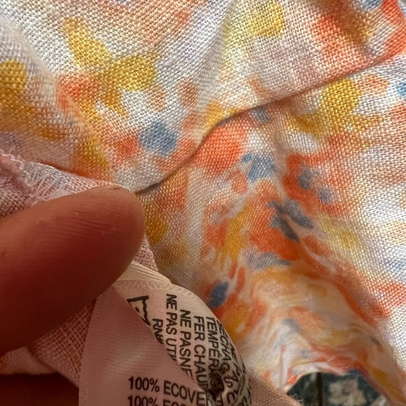 Anthropologie Cloth & Stone peach floral summer dress with adjustable tie straps - Picture 7 of 7